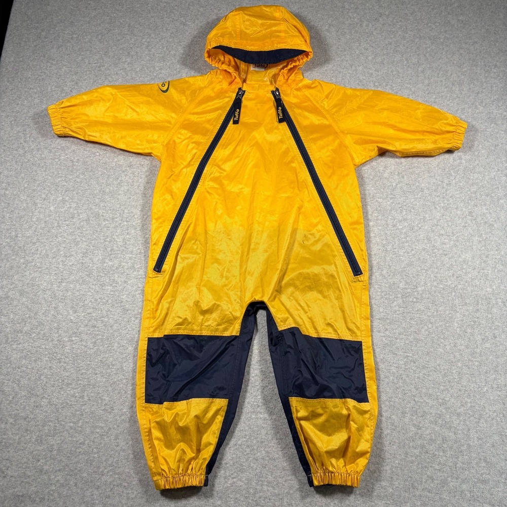 Tuffo Muddy Buddy Rain Suit Kids 3T Yellow Waterproof Hooded One Piece Coveralls